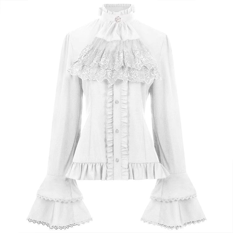 Embrace a fusion of Victorian elegance and rebellious steampunk spirit. This detailed blouse features a flattering peplum waist and dramatic ruffled sleeves that create a luxurious silhouette. Designed as the perfect layering piece, it adds intricate texture and historical charm to any Lolita or gothic coordinate. Crafted from premium fabric with an antique-inspired finish, it's an essential top for those who celebrate the artistry of alternative fashion and timeless, statement-making design.