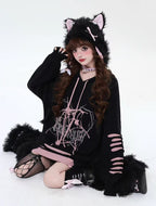 Design Concept:
This Lolita Blouses piece combines dark punk aesthetics with a playful touch of pink. Crafted in pink and black-pink hues, the hoodie features a distressed design, loose fit, and cozy long sleeves, making it perfect for autumn and winter streetwear. Its edgy yet cute style is ideal for casual outings, themed photoshoots, or adding a rebellious Lolita vibe to your everyday wardrobe.