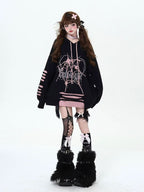 Design Concept:
This Lolita Blouses piece combines dark punk aesthetics with a playful touch of pink. Crafted in pink and black-pink hues, the hoodie features a distressed design, loose fit, and cozy long sleeves, making it perfect for autumn and winter streetwear. Its edgy yet cute style is ideal for casual outings, themed photoshoots, or adding a rebellious Lolita vibe to your everyday wardrobe.