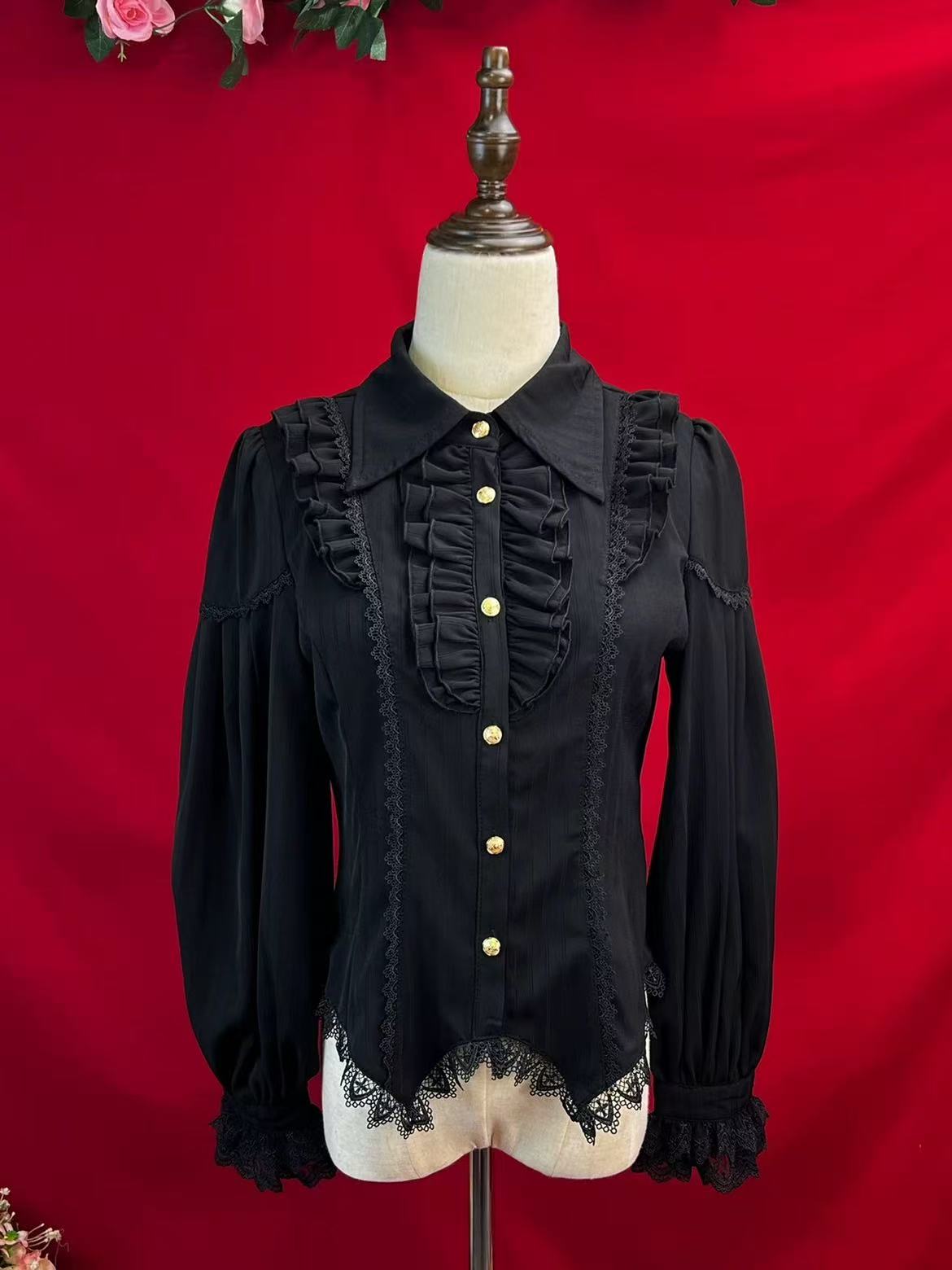 Design Concept:
This Lolita blouse features a pointed collar and long sleeves, crafted in a slim-fit vintage silhouette that blends classic elegance with modern Lolita charm. Available in White, Black, Burgundy, Gray, Beige, and Coffee, it offers versatile styling options to suit various outfits and occasions. The delicate tailoring and subtle detailing create a refined, timeless look, perfect for daily wear, tea parties, or seasonal Lolita ensembles.