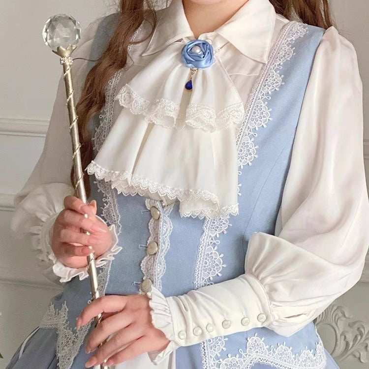 Design Concept:
This Lolita blouse in pure white features a pointed collar and elegant lantern sleeves, blending classic refinement with a versatile design. The slim-fit silhouette and soft fabric make it perfect as an inner layer for JSKs or as a standalone top, creating an effortlessly elegant Lolita look. Ideal for daily wear, tea parties, or casual gatherings, it combines sophistication with comfort, making it a staple piece in any Lolita wardrobe.