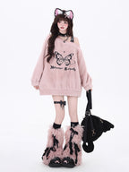 Design Concept:
This Lolita blouse in purple, white, and pink combines sweet charm with cozy warmth. Crafted from soft lamb fleece fabric, it features a loose fit for comfort and layering during the cold season. The embroidered butterfly accents bring a playful yet delicate detail, adding a youthful touch to the design. Perfect for daily winter wear, this sweatshirt blends functionality with a cute, stylish aesthetic that brightens up casual streetwear looks.