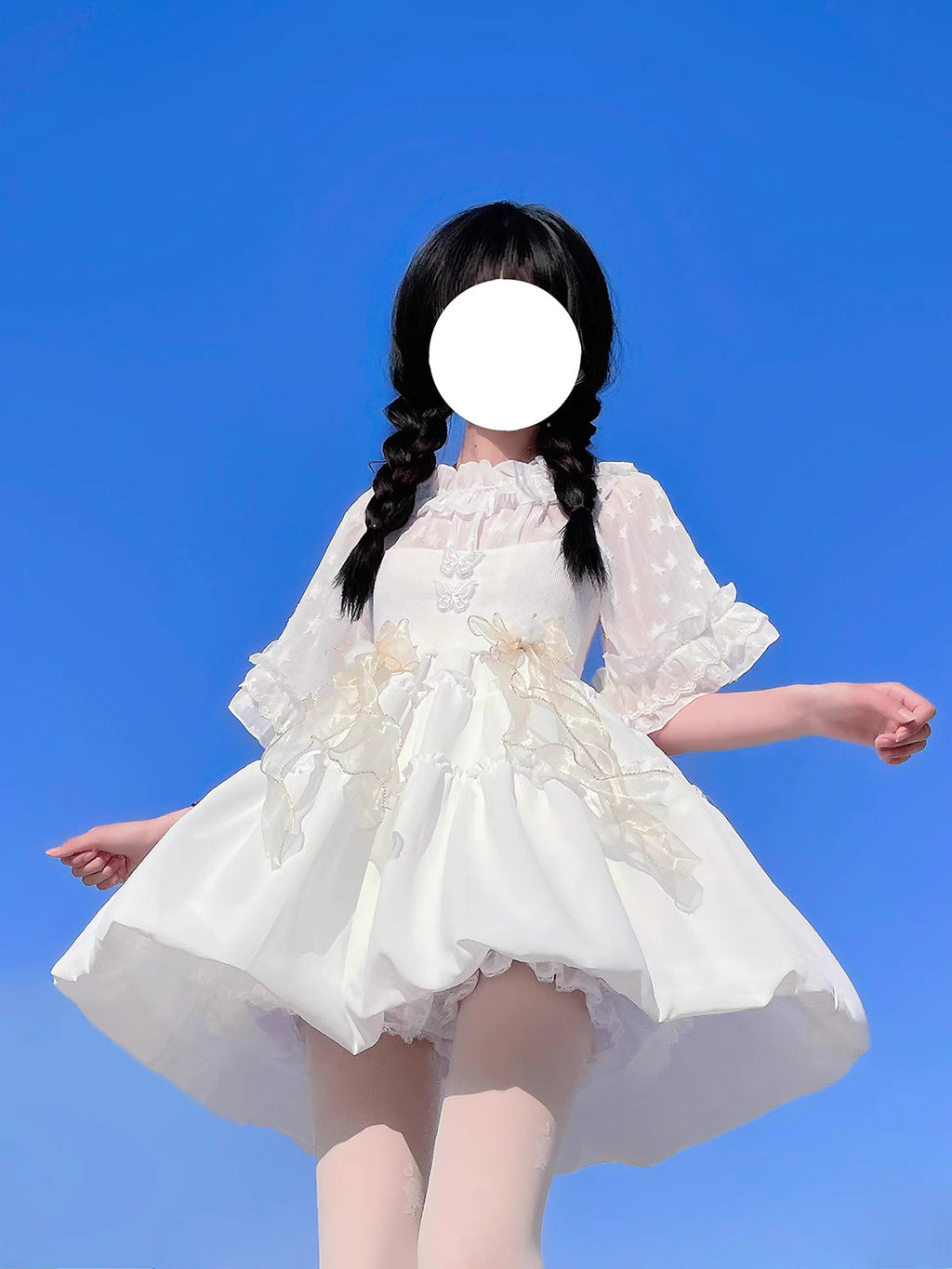 Delve into dreamy elegance with this Lolita chiffon blouse. Delicate prints adorn the lightweight, sheer fabric, while the elastic neckline offers a comfortable yet chic fit. Designed as a crop top, it pairs perfectly with JSK dresses, adding a layer of ethereal charm. The short sleeves and breathable material make it ideal for summer wear. Embrace a blend of whimsy and sophistication, perfect for creating a captivating Lolita ensemble that’s both graceful and stylish.