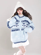 This unique cream and blue cardigan features a charming snowman Fair Isle pattern, blending whimsical holiday spirit with coziness. The relaxed open-front design offers effortless layering versatility. Crafted from soft, premium knit, it provides luxurious comfort for seasonal gatherings or casual wear. A perfect fusion of nostalgic craftsmanship and contemporary comfort for those seeking understated yet distinctive holiday style.