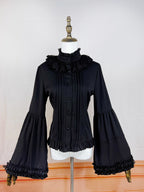 Design Concept:
This Lolita blouse features a stand collar and elegant princess sleeves, crafted in a Gothic punk style for a bold, edgy look. The long sleeves and slim-fit design make it ideal as an inner layer or statement top, adding a sophisticated yet daring touch to any Lolita ensemble. Available in Black, it complements a variety of Gothic and punk-inspired outfits.