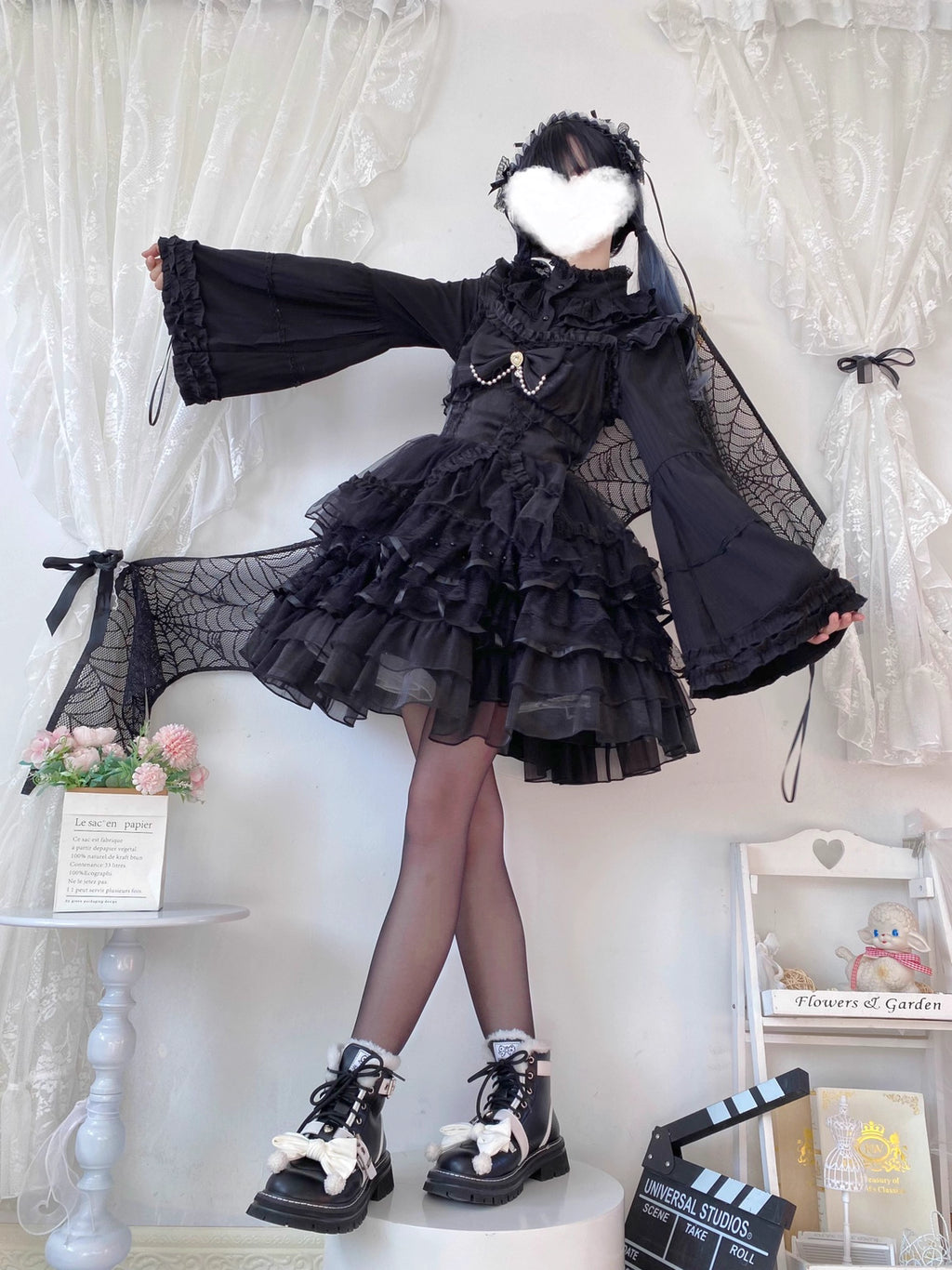 Design Concept:
This Lolita blouse features a stand collar and elegant princess sleeves, crafted in a Gothic punk style for a bold, edgy look. The long sleeves and slim-fit design make it ideal as an inner layer or statement top, adding a sophisticated yet daring touch to any Lolita ensemble. Available in Black, it complements a variety of Gothic and punk-inspired outfits.
