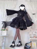 Design Concept:
This Lolita blouse features a stand collar and elegant princess sleeves, crafted in a Gothic punk style for a bold, edgy look. The long sleeves and slim-fit design make it ideal as an inner layer or statement top, adding a sophisticated yet daring touch to any Lolita ensemble. Available in Black, it complements a variety of Gothic and punk-inspired outfits.
