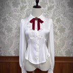 Design Concept:
This sweet Lolita blouse is designed with a short-sleeve cut and adorned with a delicate bow, perfectly capturing a cute and youthful charm. Crafted in white, soft light yellow, and pastel pink, the blouse offers versatile styling options to suit different moods and coordinates. The lightweight fabric ensures comfort while maintaining a refined silhouette, making it an ideal piece to layer under JSKs or pair with Lolita skirts. Whether for daily wear or a tea party, this blouse adds a playfu