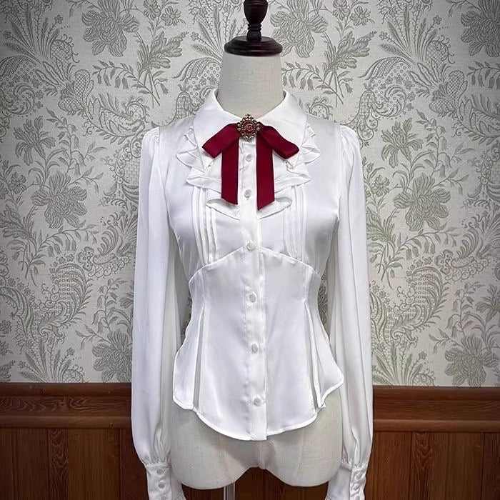 Design Concept:
This sweet Lolita blouse is designed with a short-sleeve cut and adorned with a delicate bow, perfectly capturing a cute and youthful charm. Crafted in white, soft light yellow, and pastel pink, the blouse offers versatile styling options to suit different moods and coordinates. The lightweight fabric ensures comfort while maintaining a refined silhouette, making it an ideal piece to layer under JSKs or pair with Lolita skirts. Whether for daily wear or a tea party, this blouse adds a playfu