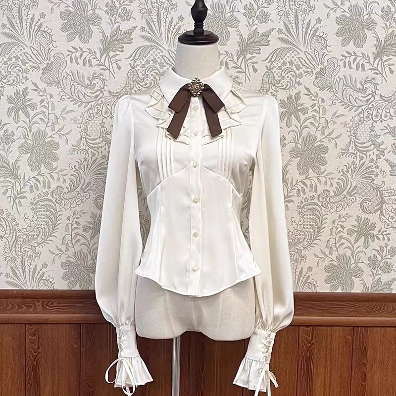 Design Concept:
This sweet Lolita blouse is designed with a short-sleeve cut and adorned with a delicate bow, perfectly capturing a cute and youthful charm. Crafted in white, soft light yellow, and pastel pink, the blouse offers versatile styling options to suit different moods and coordinates. The lightweight fabric ensures comfort while maintaining a refined silhouette, making it an ideal piece to layer under JSKs or pair with Lolita skirts. Whether for daily wear or a tea party, this blouse adds a playfu