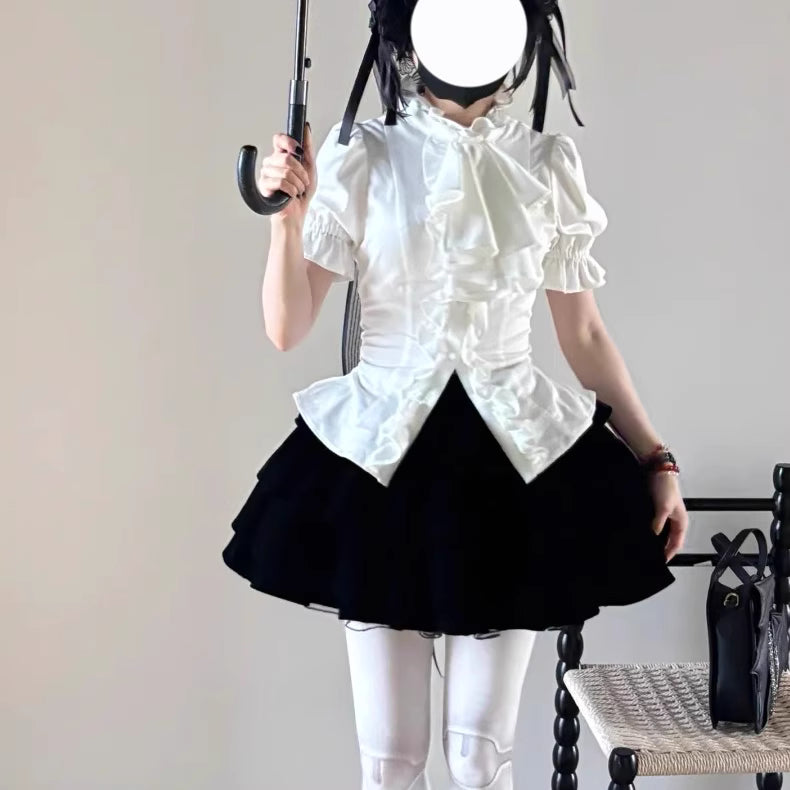 Design Concept:
This Lolita blouse features a delicate ruffle collar and elegant 5/8 sleeves, creating a refined and feminine silhouette. The slim-fit design highlights the figure while maintaining a graceful, lightweight appearance. Crafted as an inner layer, it pairs perfectly with Lolita skirts, JSK, or layered outfits. The pure white&nbsp;color adds a soft, classic charm suitable for a variety of styling preferences.