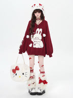 Inspired by the magic of making wishes, this dreamy sweater combines playful bunny motifs with soft romantic details. The adjustable tie-bow neckline and voluminous lantern sleeves create a whimsical silhouette, while the sweet pink and red palette evokes a sense of joyful charm. Lightweight yet cozy, it’s designed to bring a touch of fantasy to everyday wear—for those who believe in sweetness, magic, and self-expression.