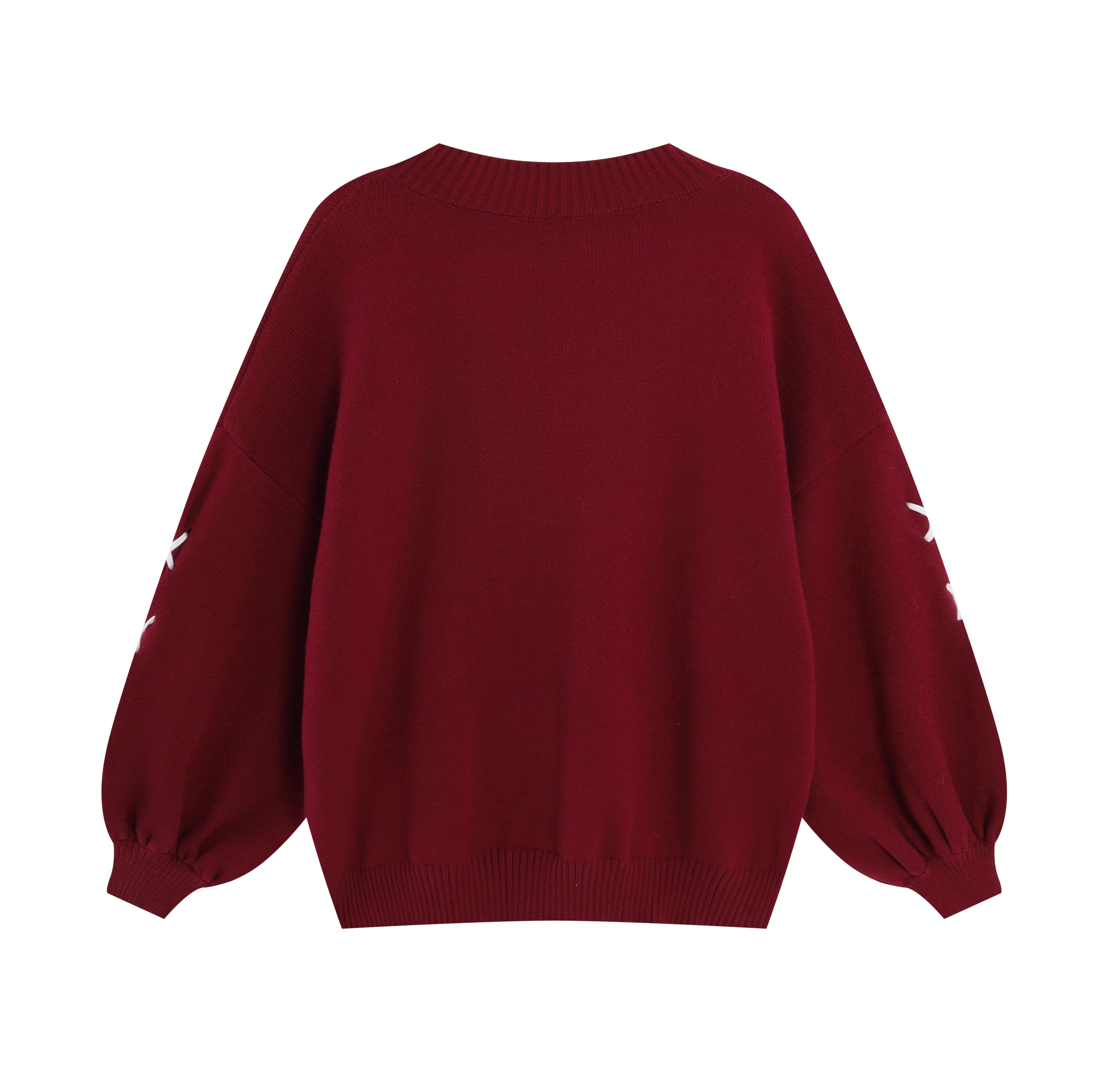 Inspired by the magic of making wishes, this dreamy sweater combines playful bunny motifs with soft romantic details. The adjustable tie-bow neckline and voluminous lantern sleeves create a whimsical silhouette, while the sweet pink and red palette evokes a sense of joyful charm. Lightweight yet cozy, it’s designed to bring a touch of fantasy to everyday wear—for those who believe in sweetness, magic, and self-expression.