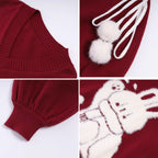 Inspired by the magic of making wishes, this dreamy sweater combines playful bunny motifs with soft romantic details. The adjustable tie-bow neckline and voluminous lantern sleeves create a whimsical silhouette, while the sweet pink and red palette evokes a sense of joyful charm. Lightweight yet cozy, it’s designed to bring a touch of fantasy to everyday wear—for those who believe in sweetness, magic, and self-expression.