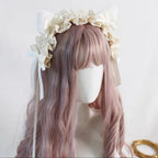 Lolita Cat Ears Hairband Lacemade Bowknot Hairpins Lolita Hair Accessories Kawaii Headband