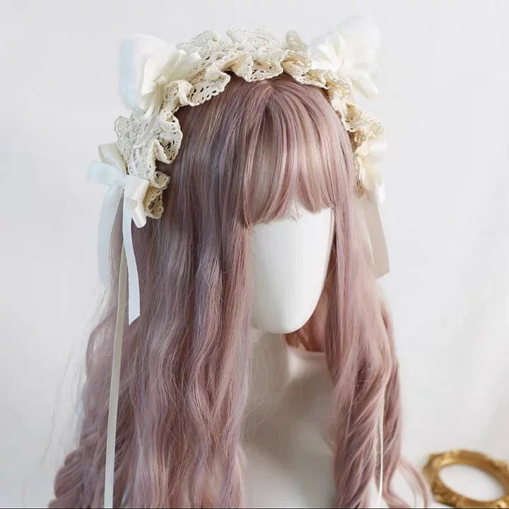 Lolita Cat Ears Hairband Lacemade Bowknot Hairpins Lolita Hair Accessories Kawaii Headband