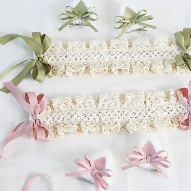 Lolita Cat Ears Hairband Lacemade Bowknot Hairpins Lolita Hair Accessories Kawaii Headband