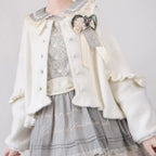 Lolita Coat Bubble Sleeve Knit Cardigan Sweet Ruffled Soft Girl Autumn Winter Coat