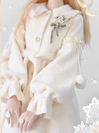 Lolita Coat Christmas White Plush Sweet Teddy Fleece Jacket Petite Winter Outerwear
