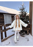 Product Description:
This Lolita coat in soft cream and calming blue is designed for all-season wear, featuring a cozy hood and plush, warm fabric that ensures comfort and style. The loose, cape-like silhouette gently drapes over the body, giving a relaxed yet elegant appearance. Perfect for daily outings, tea parties, or casual Lolita gatherings, this coat blends functionality with a whimsical aesthetic, making it a charming addition to any wardrobe.