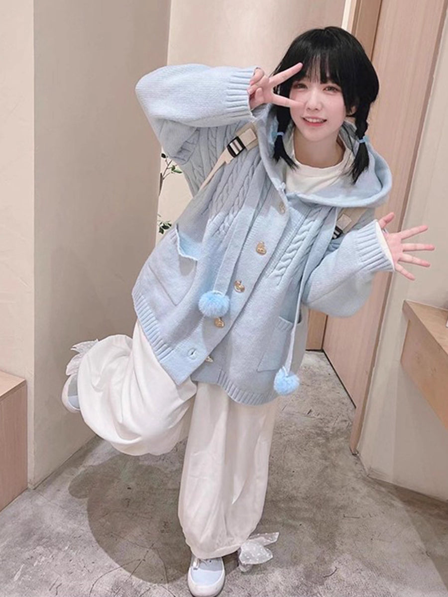 Design Concept:
Embrace a cozy, casual Lolita look with this multicolor hooded knit cardigan. Crafted from soft, high-quality yarn, the open-front design and relaxed fit provide comfort and ease of movement, while the cute hood adds a playful touch. Perfect for daily wear, casual outings, or tea party gatherings, this cardigan combines vintage charm with modern comfort for a versatile wardrobe staple.