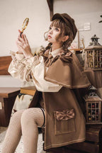 Lolita Coat Retro Brown Woolen Cape Cute Style Autumn Winter Outerwear