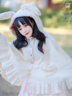 Lolita Coat Thick Warm Plush Fleece Capelet with Hooded Cloak for Women Winter