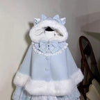 Lolita Coat Winter White Fleece Lined Cloak with JSK Cape Outfit