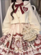 Lolita Coat Winter Two Piece Outfit Sweet Dress with Outerwear Holiday Set