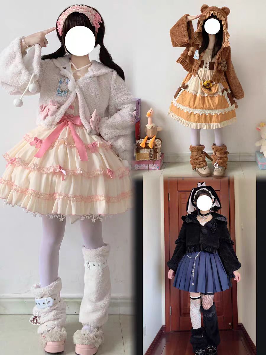 This Lolita Plush Coat in black, white, and brown tones is designed to bring both warmth and sweetness to your autumn and winter wardrobe. Made with thick plush fabric, it offers cozy comfort while maintaining a cute, doll-like charm. The short silhouette enhances a playful look, making it easy to pair with Lolita dresses or casual outfits. Perfect for daily wear, tea parties, or outdoor gatherings, this coat balances practicality with the whimsical spirit of Lolita fashion.