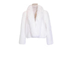 Inspired by the ethereal texture of cloud mousse, this wrap embodies luxurious comfort. Crafted from incredibly soft, plush faux mink fur, it offers a guilt-free, vegan-friendly opulence. The pure white hue and elegant shawl collar design evoke timeless French elegance. Lightweight yet cozy, it's the perfect statement piece for effortless style and sublime warmth, blending ethical fashion with a touch of romantic sophistication.