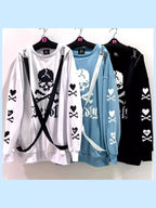 Embrace the edge of Harajuku Goth with this striking skeleton hoodie. Featuring iconic cross-body straps and a haunting heart bone design, this heavyweight jacket merges punk rebellion with streetwise comfort. The bold blue and white color scheme makes a dramatic statement, while premium fabrics ensure warmth during colder seasons. Perfect for expressing alternative style, this piece captures the essence of dark youth culture with its intricate graphics and unmistakable silhouette, ideal for concerts, night