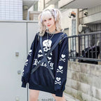 Embrace the edge of Harajuku Goth with this striking skeleton hoodie. Featuring iconic cross-body straps and a haunting heart bone design, this heavyweight jacket merges punk rebellion with streetwise comfort. The bold blue and white color scheme makes a dramatic statement, while premium fabrics ensure warmth during colder seasons. Perfect for expressing alternative style, this piece captures the essence of dark youth culture with its intricate graphics and unmistakable silhouette, ideal for concerts, night