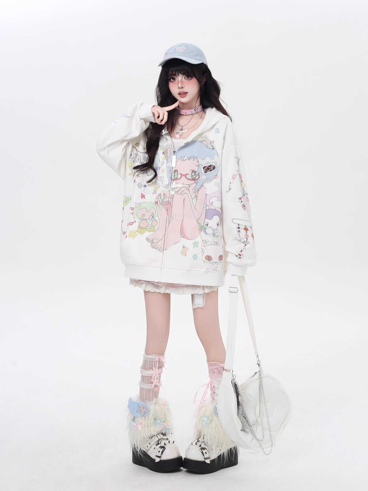 Design Concept:
This Lolita Coats hoodie sweatshirt in pure white captures a sweet two-dimensional aesthetic with its playful cartoon print. Designed in a loose fit, the hoodie blends comfort with a cute and stylish appeal, making it perfect for daily wear or casual outings. The soft fabric ensures warmth while maintaining breathability, while the fun print adds a charming touch of youthful energy. A versatile piece that pairs effortlessly with skirts or jeans, this hoodie is a cozy and adorable choice for 