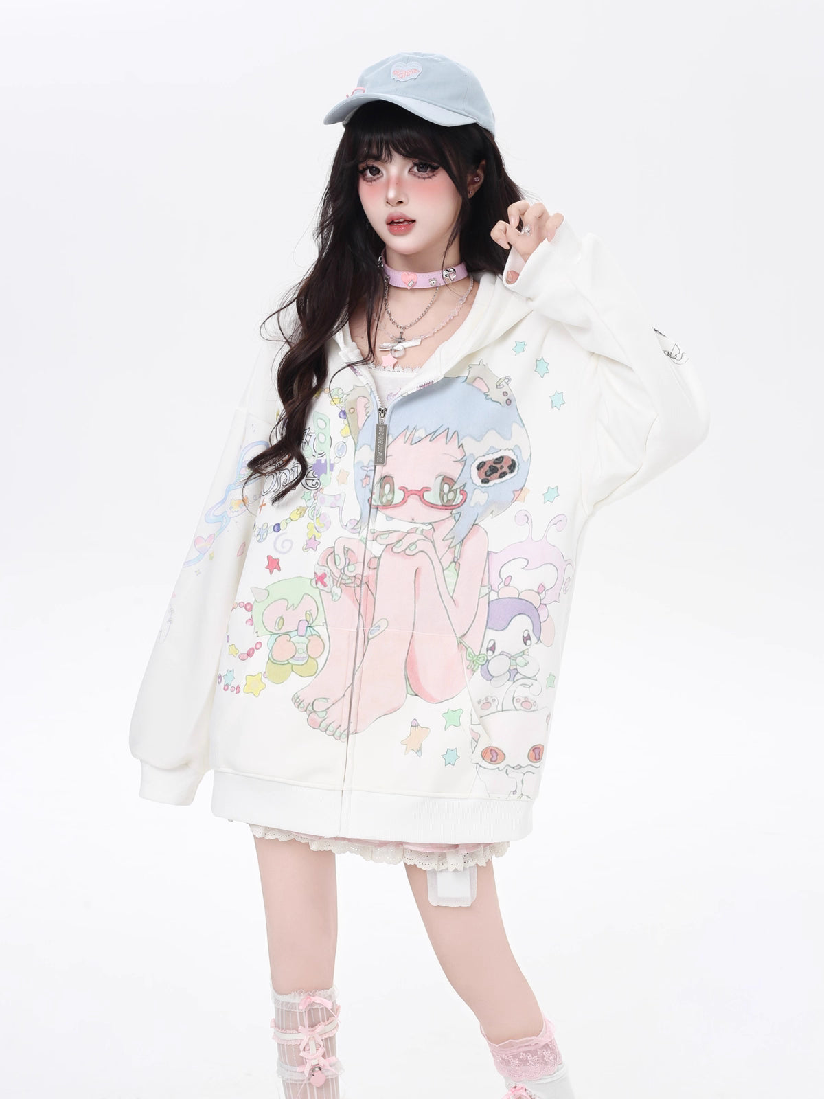 Design Concept:
This Lolita Coats hoodie sweatshirt in pure white captures a sweet two-dimensional aesthetic with its playful cartoon print. Designed in a loose fit, the hoodie blends comfort with a cute and stylish appeal, making it perfect for daily wear or casual outings. The soft fabric ensures warmth while maintaining breathability, while the fun print adds a charming touch of youthful energy. A versatile piece that pairs effortlessly with skirts or jeans, this hoodie is a cozy and adorable choice for 