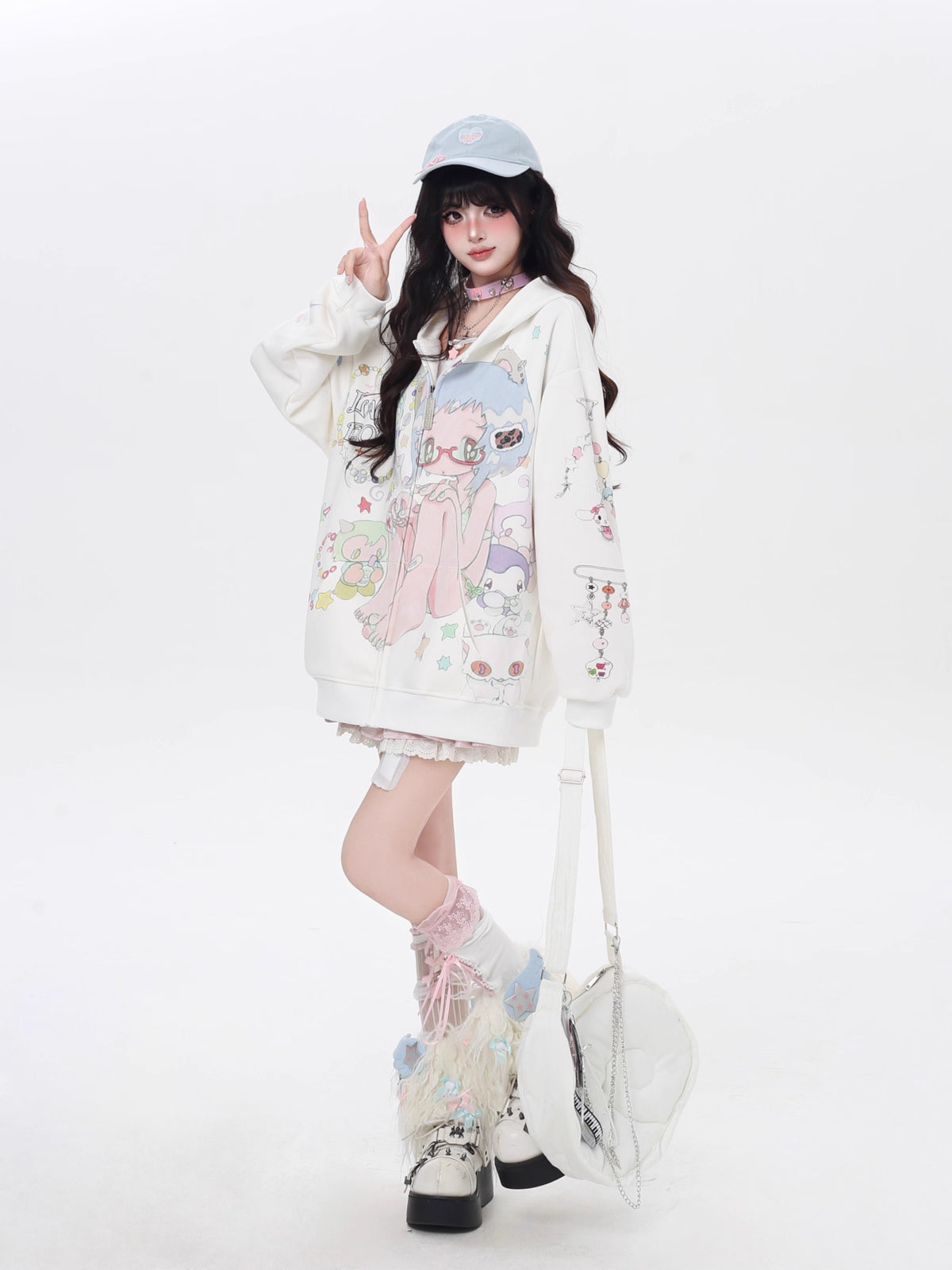 Design Concept:
This Lolita Coats hoodie sweatshirt in pure white captures a sweet two-dimensional aesthetic with its playful cartoon print. Designed in a loose fit, the hoodie blends comfort with a cute and stylish appeal, making it perfect for daily wear or casual outings. The soft fabric ensures warmth while maintaining breathability, while the fun print adds a charming touch of youthful energy. A versatile piece that pairs effortlessly with skirts or jeans, this hoodie is a cozy and adorable choice for 