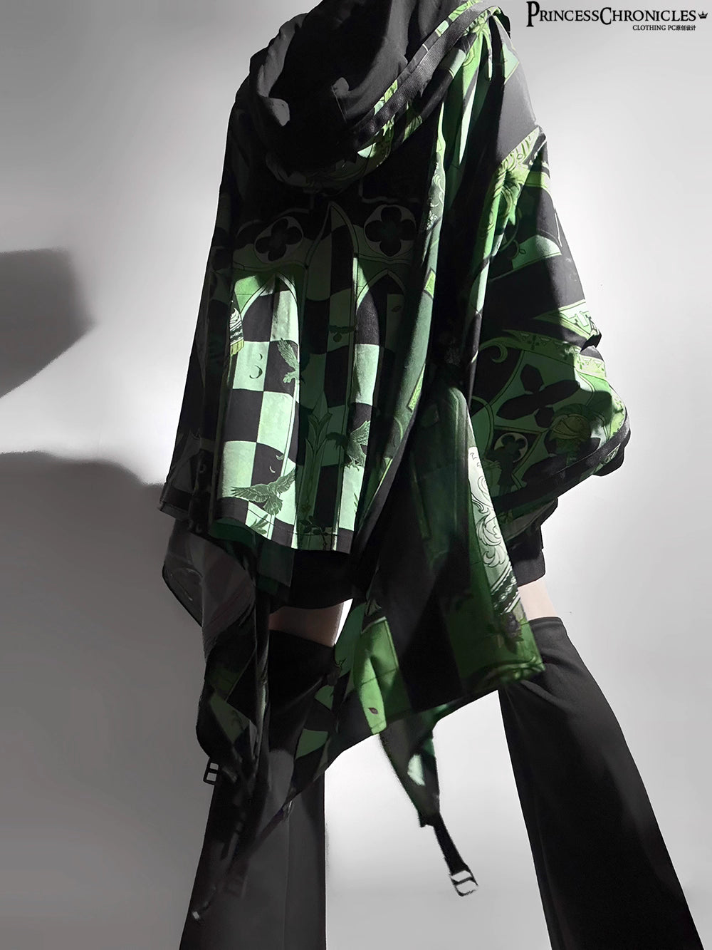 This coat merges Lolita’s classic silhouette with cyberpunk’s dystopian edge. Structured shoulders and a tailored waist contrast with tactical harness details and glitch-art graphic prints. Crafted from heavy-duty wool blend, it features metallic hardware and neon accent stitching, blending Victorian elegance with futuristic rebellion. Designed for commanding presence in both digital and urban landscapes, it embodies a fusion of dark romance and tech-driven defiance.
