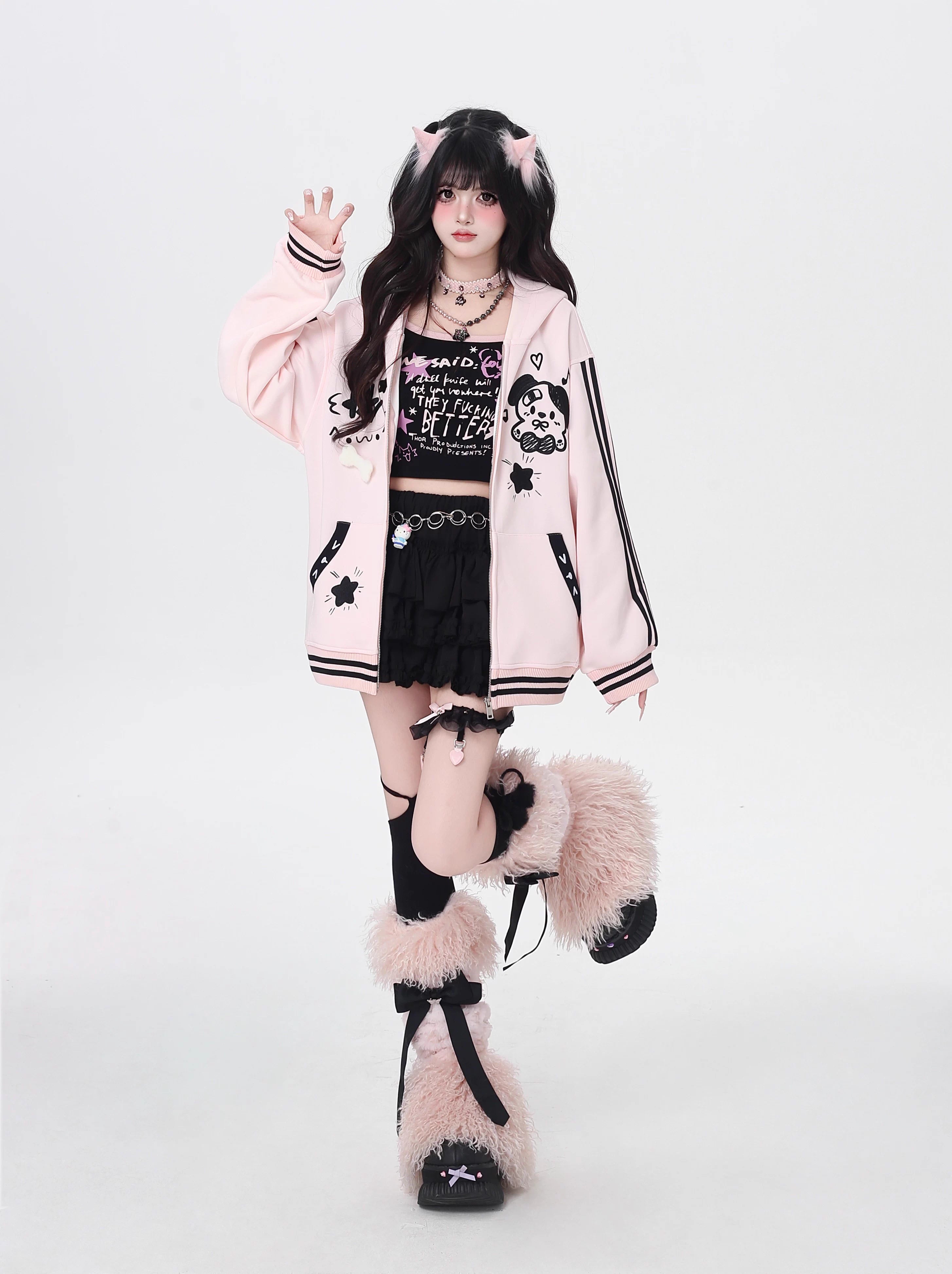 Embrace everyday whimsy with this ultra-soft, oversized hoodie featuring an adorable puppy print. The warm pink and beige colorway adds a sweet, cozy touch, perfect for casual layering. Designed for comfort and lighthearted style, it’s ideal for crisp autumn days or relaxed weekends. Playful, comfortable, and irresistibly cute.