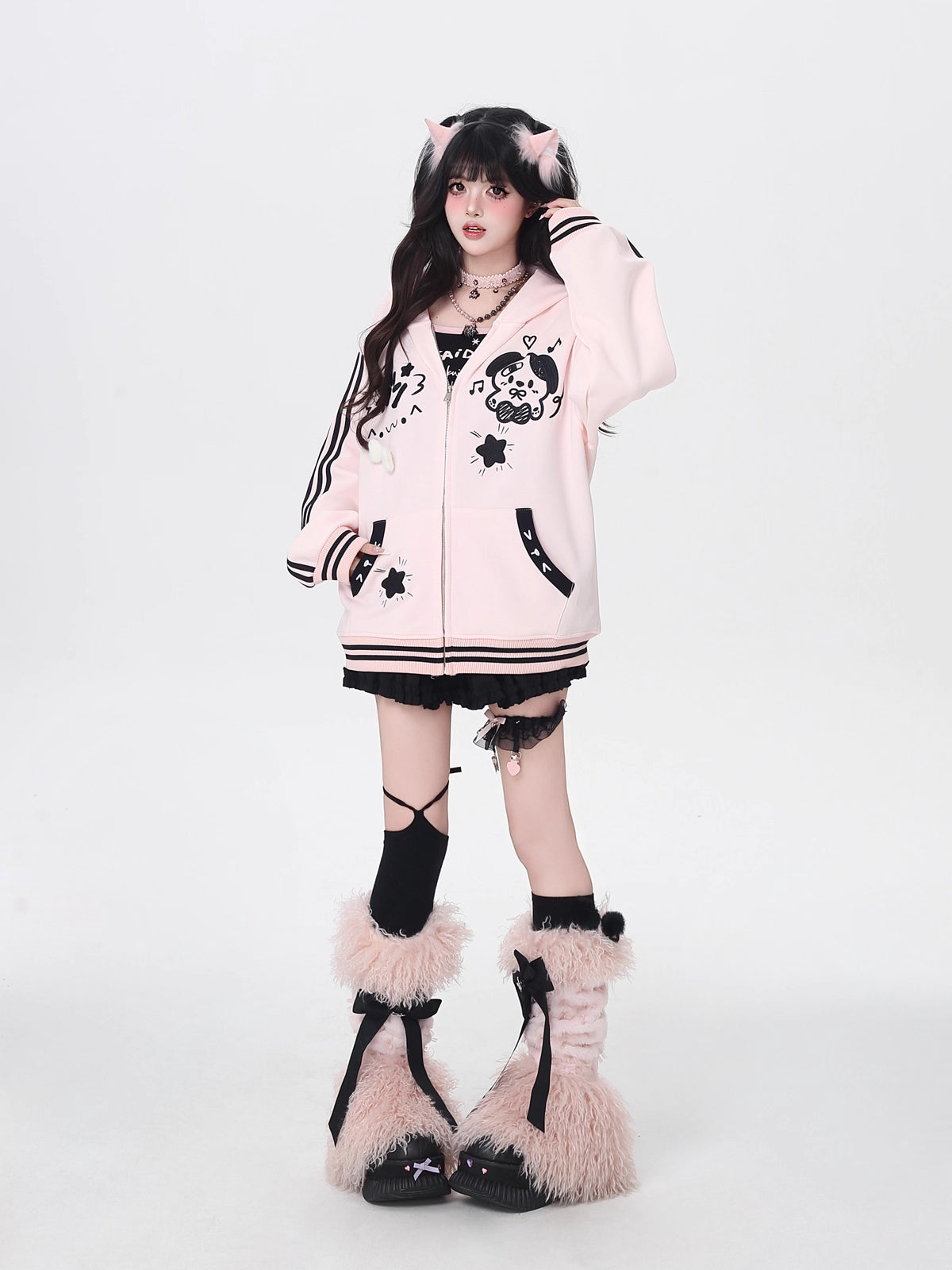 Embrace everyday whimsy with this ultra-soft, oversized hoodie featuring an adorable puppy print. The warm pink and beige colorway adds a sweet, cozy touch, perfect for casual layering. Designed for comfort and lighthearted style, it’s ideal for crisp autumn days or relaxed weekends. Playful, comfortable, and irresistibly cute.