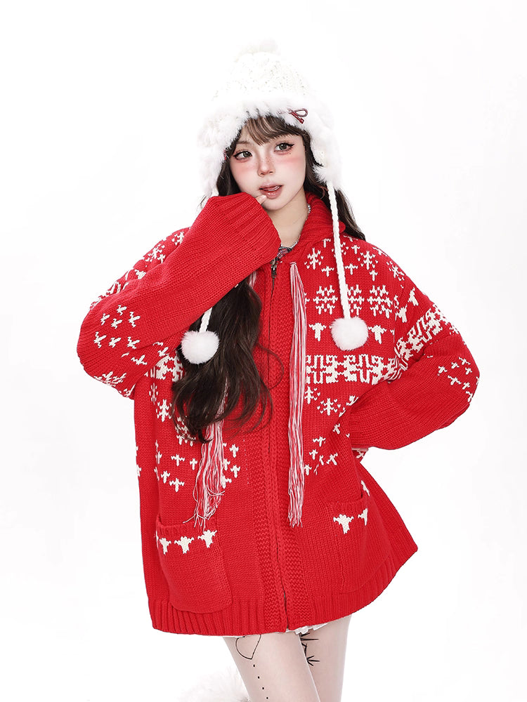 Crafted for effortless elegance, this ruby red cardigan blends ultimate comfort with a festive spirit. The relaxed, oversized silhouette and incredibly soft, plush knit create a cozy, enveloping feel—perfect for snuggly winter days. Thoughtful design details add a modern touch, making it ideal for both casual lounging and holiday gatherings. It’s more than a sweater; it’s your go-to piece for creating warm, memorable, and stylish moments this season.