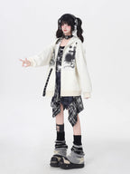 A soft take on dark aesthetics, this hoodie blends subtle gothic charm with effortless streetwear style. Delicate lace-like detailing and a versatile zip-front design create a layered look, while the relaxed fit and muted blue/beige tones keep it wearable and fresh. Lightweight for early autumn, it layers seamlessly over bras, tanks, or dresses—for those who express their edge with subtlety and grace.