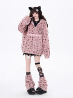 Bold and sweet collide in this original leopard-print sherpa jacket. Plush fluffy fabric meets a playful pink colorway, while the oversized cut and wild pattern express a fearless, feminine charm. Designed for those who crave warmth without sacrificing style—soft on the outside, untamed within.