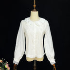Lolita Coats Cotton Long sleeved Shirt Doll Collar Bow Sweet Inner Blouse