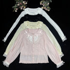 Lolita Coats Cotton Long sleeved Shirt Doll Collar Bow Sweet Inner Blouse