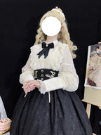 Lolita Blouses Shirt Apricot Long-sleeved Velvet Stand-up Collar Leg of Lamb Inner