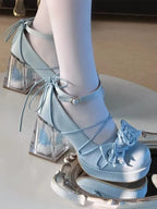 Lolita Elegant High-heeled Women's Single Shoes Round Head Bow Girl Shoes