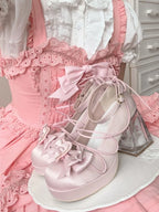 Lolita Elegant High-heeled Women's Single Shoes Round Head Bow Girl Shoes