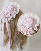 Lolita Hair Accessories Ice Blue with Lace Bow Hair Clips Hat Party
