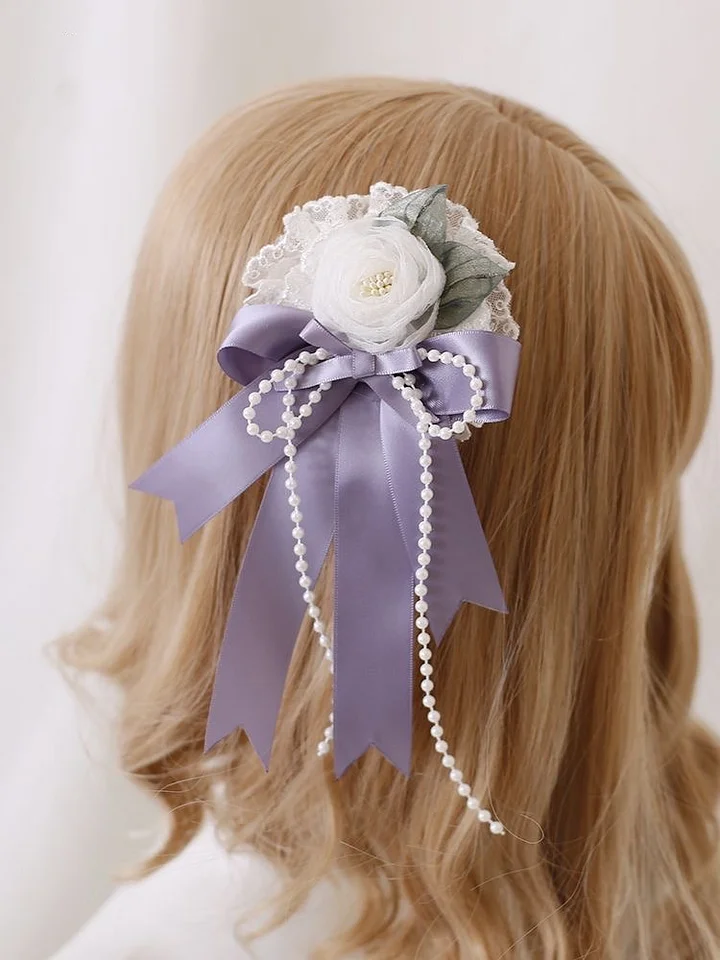 Lolita Hair Accessories Wisteria Floral Headband KC Hat Bow Hair Clips