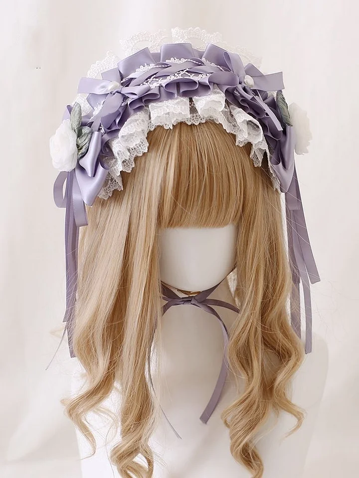 Lolita Hair Accessories Wisteria Floral Headband KC Hat Bow Hair Clips